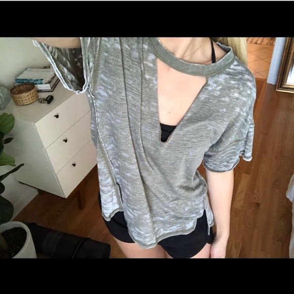 Free People burnout Jordan v neck shirt moss s - Picture 2 of 3